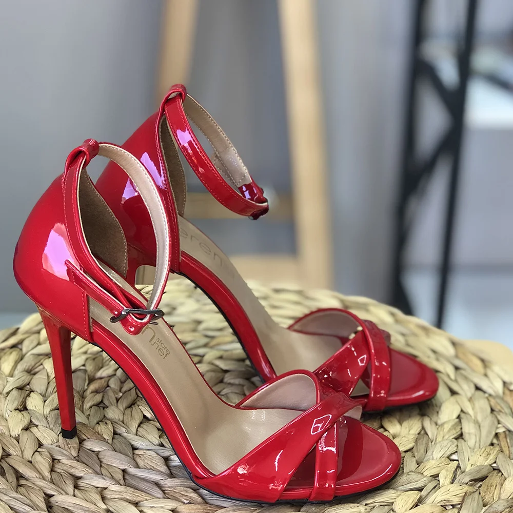 Gum Shredded Portrayal Femei sandale 2021 moda de vara din piele de brevet deget de la picior  deschis cross band cu toc casual nunta, pantofi de bal sezon nou trend  brand de lux cumpara ~