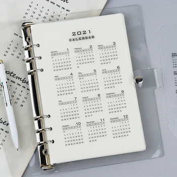 2021 calendar A5 A6 Notebook-Jurnalul PVC Umplere Spirală Planificator Index Separator a introduce Refill 6 găuri de Frunze Vrac Agenda de Papetărie Imagine 2