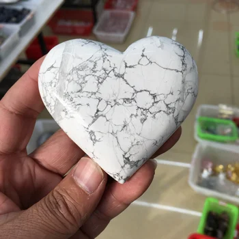 Alb Natural de pin de piatră în formă de inimă bijuterie inima de cristal de vindecare acasă decorare feng shui artizanat Imagine 2