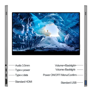 Cel mai nou monitor portabil de 15.6 inch Touch ecran 3840*2160 4K UHD cu Type-C USB pentru a extinde PC-ul mobil laptop jocul al doilea ecran Imagine 2