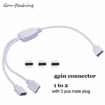 GRN-INTERMITENT RGB 10mm 4Pin 1 la 2, 1 la 3 , 1 la 4 Cablu de Extensie Femeie Extinde Cablul de Sârmă pentru 3528 5050 RGB LED Strip Conector Imagine 2