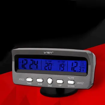 Interioare auto LCD Digital, Calendar, Ceas cu Alarma Termometru Tensiune Metru Temperatura Volt Funcția Snooze Auto Accesorii Imagine 2