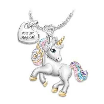 Moda romantic colorate zircon colier unicorn femei accesorii de nunta ziua Îndrăgostiților farmec cadouri bijuterii en-gros