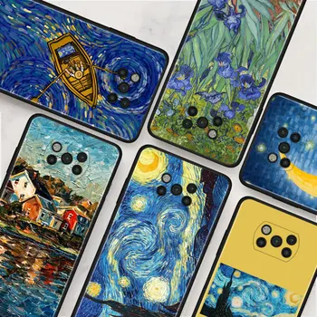Picturi Van Gogh, Noapte Înstelată Moale Pnone Caz Pentru Xiaomi Mi Poco X3 NFC Pocophone F1 M3 M4 Pro 5G F3 Capacul din Spate Fundas de Locuințe Imagine 2